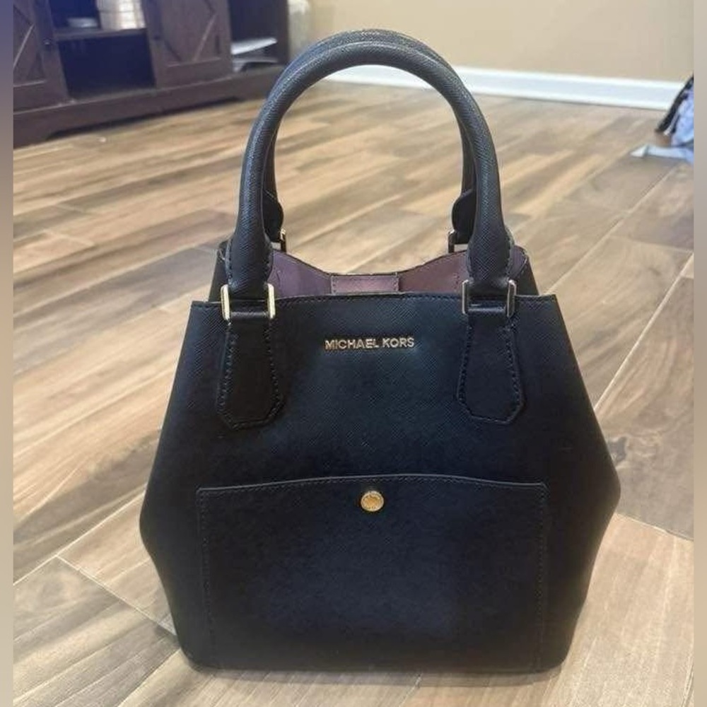 Michael Kors Black Bag with Gold Accents